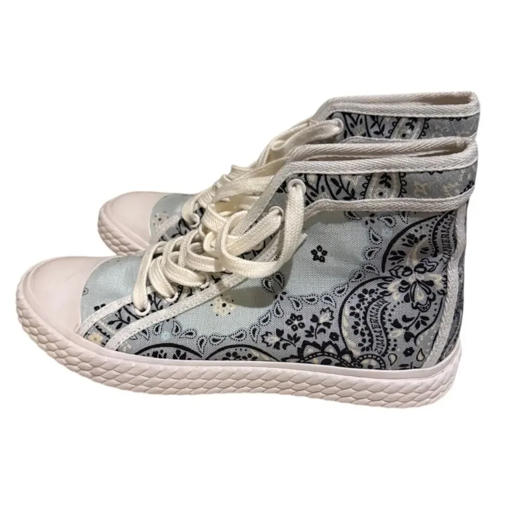 Zimmermann Twist High Top Sneakers in Blue Bandana Print Women’s Sz. 39 (US 8)